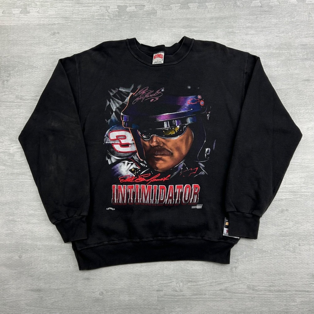 Vintage 90s Nutmeg Dale Earnhardt Sweatshirt Size M Black Intimidator Nascar